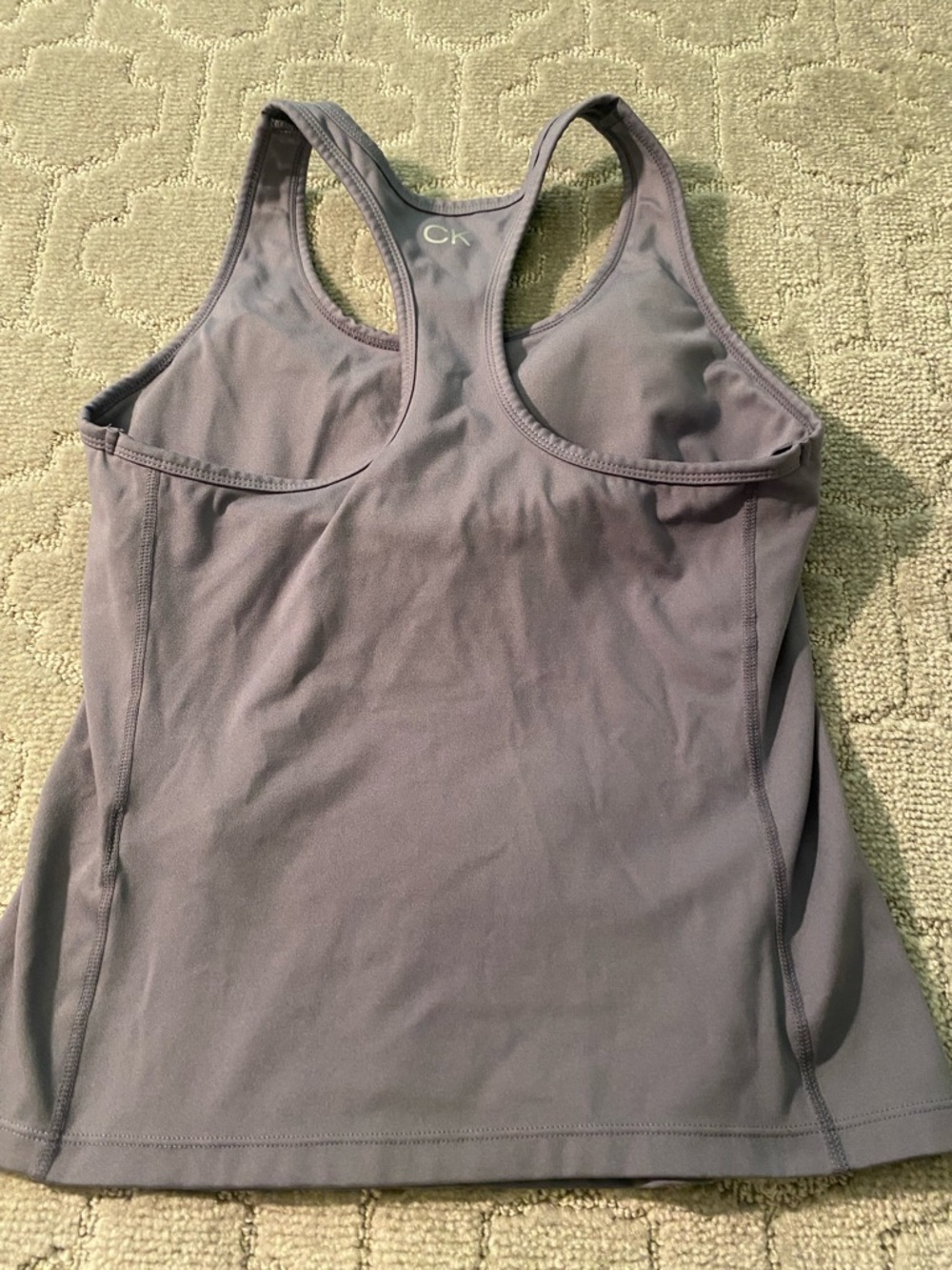 Calvin Klein Performance Racerback Tank Built In Bra Gray Athleisure‎ Medium - Picture 4 of 5